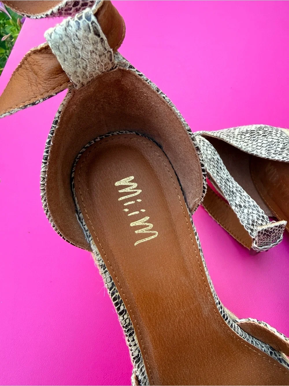 Mi.iM Lynn Snakeskin Print Espadrille Platform Wedge Sandals Size 8 Faux Leather
